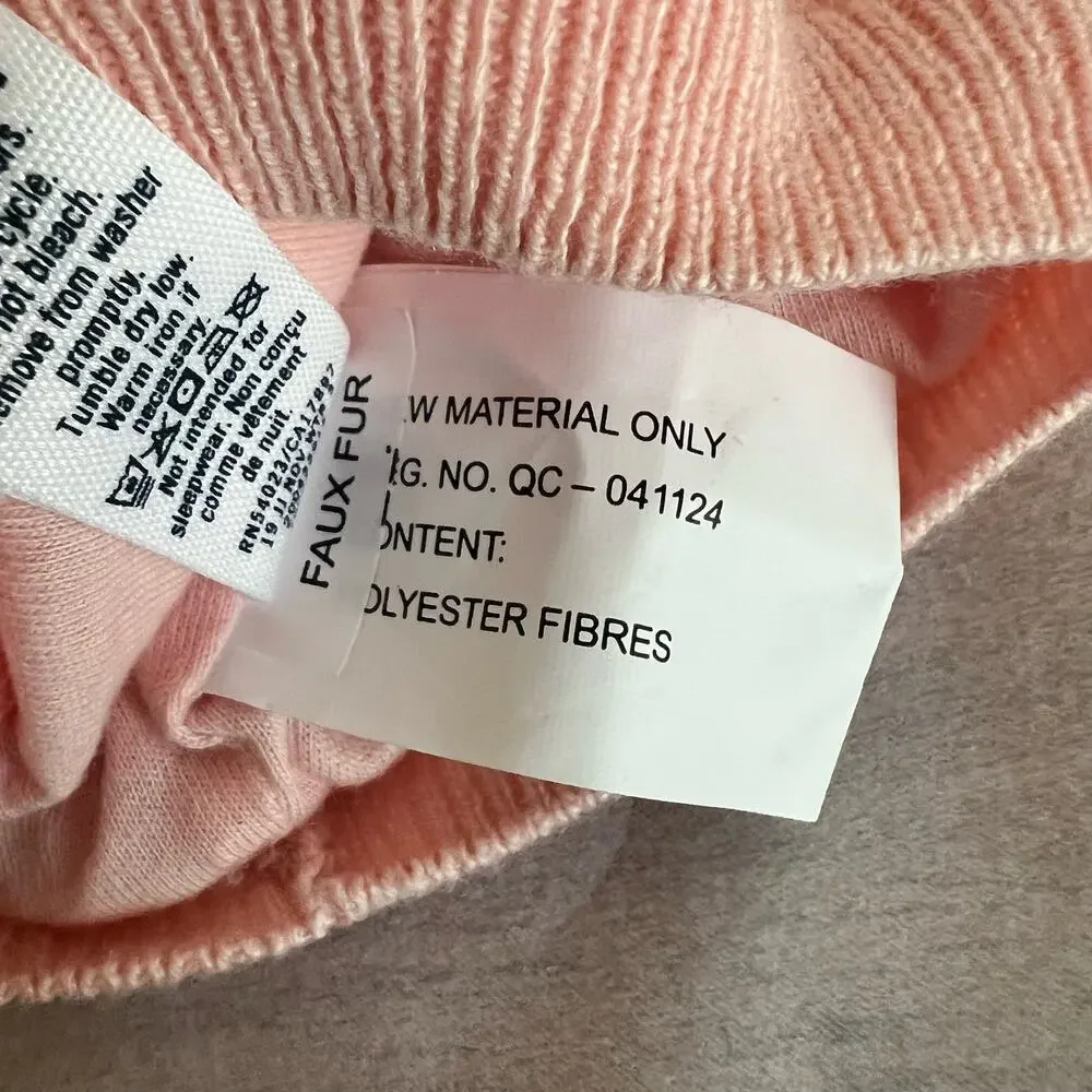 Janie and Jack Pink Ribbed Hat With Faux Fur Pom Pom Girls Size 6-8